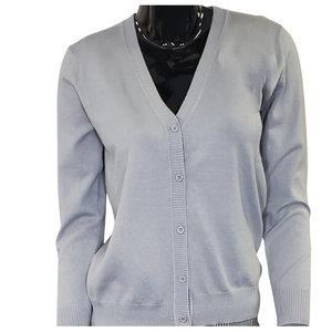 Zeta <b>Grey</b> Mink V-Neck Buttoned Long Knit <b>Cardigan</b> <b>Women's</b> Autumn Winter Casual Wear Fashion Style Sweater Coat Outwear Top Trend - Product Image 1