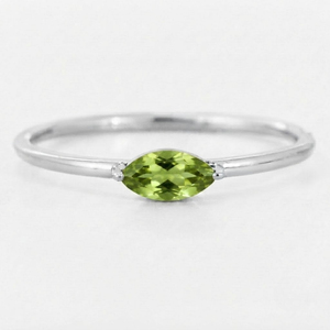 Rhaya Jewels Women's Sterling Silver 925 <b>Rhodium</b> Plated Prong Peridot Marquise Cut Gemstone Engagement Wedding Trendy <b>Ring</b> - Product Image 1
