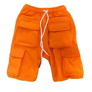 Pantalones Cortos Cargo para Hombre, Color Naranja, Cintura Media, Cierre de Cremallera, Bolsillos Casuales, 100% Algodón, Estilo Sólido Ecológico - Product Image 5