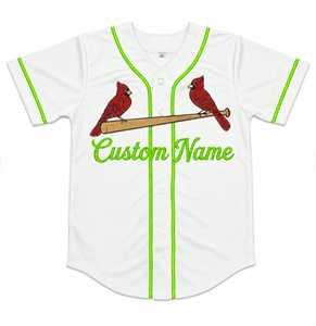 Jersey Deportivo de Béisbol Personalizado por el Fabricante, Jersey Blanco con Ribete Verde Lima, Transpirable, de Secado Rápido, Cuello en V, Ropa Deportiva, OEM - Product Image 1