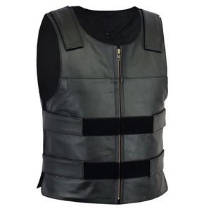 High Quality Customizable <b>Men's</b> Biker <b>Leather</b> <b>Vest</b> Club Logo Winter Pocket Regular Outer Wear Waterproof Breathable OEM Service - Product Image 2