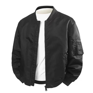 Customizable Unisex Bomber <b>Jacket</b> Black Color Full Sleeve Zipper Oversize Casual Windproof Bomber <b>Jacket</b> For Adult - Product Image 3