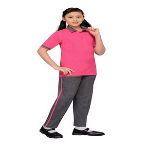 Personalización de fábrica Niñas Escuela Ropa deportiva Uniformes Conjunto Camiseta verde Conjunto de pantalón de chándal gris - Product Image 2