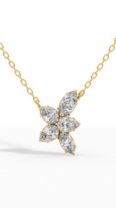 Collier de luxe en or massif 18 carats avec diamant de laboratoire taille poire florale et taille marquise, incolore VVS, pour mariage, anniversaire, fête - Product Image 5