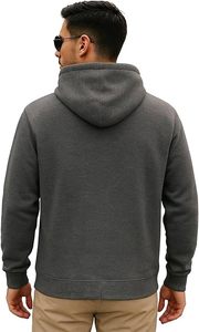 เสื้อฮู้ดผู้ชายสีเทาเข้ม ทรงปกติ ผ้าฝ้ายเฟรนช์เทอร์รี่ สวมใส่สบายๆ สำหรับฤดูใบไม้ร่วง มีกระเป๋า - Product Image 5