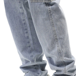 Jeans de Mezclilla Cargo Azul Claro para Hombre, Corte Holgado, Lavado a la Piedra, Algodón, Cintura Media, Estilo Casual, Ropa de Primavera - Product Image 6