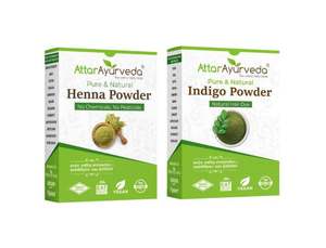 Tinte natural Ayurveda Attar para cabello negro (paquete combinado de henna y polvo de índigo) (200 gramos + 200 gramos = 400 gramos en total) - Product Image 2