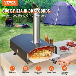 Portatile da 12 pollici all'aperto in acciaio inox Grill forno a Pellet di carbone cottura Pizza pietra copertura impermeabile pala legno campeggio - Product Image 2