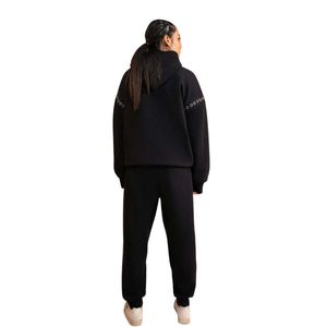 Sweat à capuche zippé oversize en molleton épais pour femme, style streetwear personnalisé, avec œillets métalliques, grande taille, effet délavé, modèle ELLE - Product Image 2