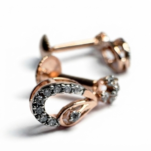Pendientes redondos de oro rosa de 9 quilates con diamantes cultivados en laboratorio y naturales |   0.28 CT - Product Image 3