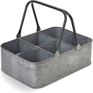 Cesta de carrito de utensilios de cocina de Metal de seis compartimentos galvanizada con mango plegable Pedido mínimo 100 piezas Soporte de herramientas - Product Image 1