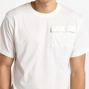 Men's Cotton Casual T-Shirt <b>Set</b> With Pocket And Cargo Shorts Summer Breathable <b>Knitted</b> Solid Design Crew Neck - Product Image 5
