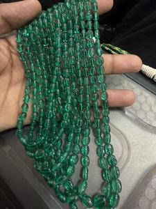 ลูกปัดมรกตสังเคราะห์ทรงรี ขนาด 6*8-7*9 มม. ความยาว 16 นิ้ว สำหรับทำเครื่องประดับ ผิวเรียบขัดเงา ขนาดรู 0.50 มม. - Product Image 2