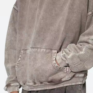 Sudadera con capucha de cremallera completa para hombre, con lavado ácido, bordado de apliques, diseño vintage digital, de peso pesado, 100% algodón, cortavientos y con diseño de apliques de patchwork - Product Image 2