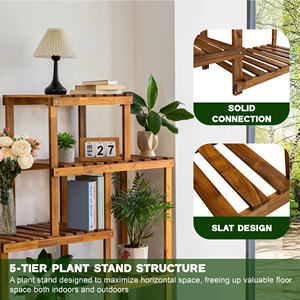 Estante para Macetas de Madera Natural con Capacidad para 8 Macetas, Diseñado para una Colocación Equilibrada de Plantas y una Exhibición que Ahorra Espacio - Product Image 5