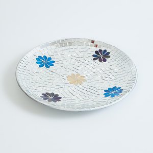 New Launch Round <b>Mirror</b> Mosaic Decorative Tray Floral Glass Plate Coastal Table Decor Wedding Display Platter - Product Image 2