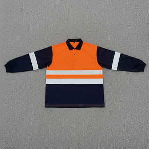 Chemises polo de travail à manches longues haute visibilité avec bandes réfléchissantes pour les travailleurs de la construction et la sécurité - Product Image 3