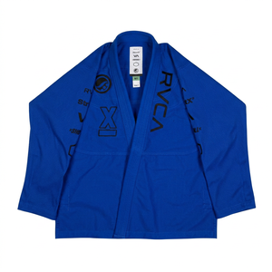 Kimono de Jiu Jitsu Brasileño Azul con Logotipo Personalizado, Kimono BJJ Ligero Shoyorol de Tejido Perlado 100% Algodón, Traje de Competición BJJ para Grappling - Product Image 1