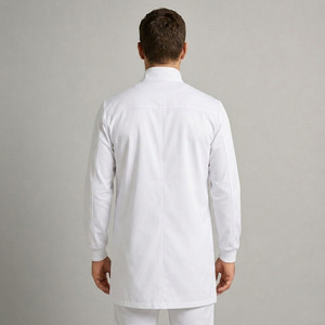 Blouse médicale pour hommes pour médecins et dentistes - Tissu sergé en bambou/polyester/spandex, coupe classique, uniforme d'hôpital durable, résistant aux éclaboussures - Product Image 2