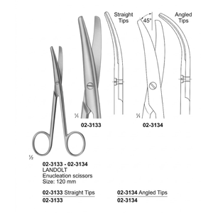 Tijeras de Enucleación Landolt de 120 mm, Curvas, Delicadas, Oftálmicas, de Acero Inoxidable, Instrumentos para Cirugía Ocular - Product Image 2