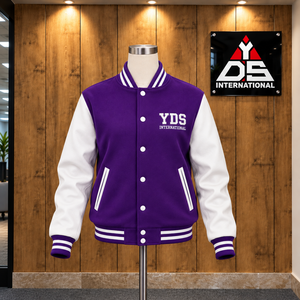เสื้อแจ็คเก็ตวาร์ซิตี้ผู้หญิงแบบสองสี สไตล์ลำลองแบบนักศึกษา แขนเสื้อแบบริบ คอปกติดกระดุมแป๊ก ด้านหน้าแบบทันสมัย - Product Image 1