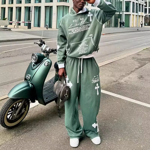 Men Winter Embroidery <b>Tracksuit</b> 100% Cotton Printed Jogging Two-Piece Zipper Jacket Pant High Quality Custom Logo - Product Image 6