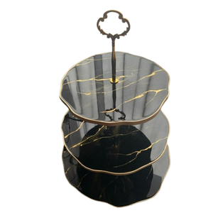 Handmade 3 Tier Epoxy Resin Cake <b>Stand</b> Marble Design Black & Gold Dessert Display Tower For Wedding Party And Afternoon <b>Tea</b> - Product Image 6