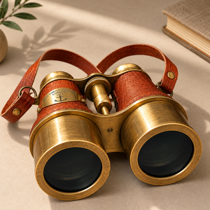 Binoculares Antiguos de Latón con Estuche de Cuero, Hechos a Mano, Estilo Náutico Vintage, Decorativos, Coleccionables, Regalo Marítimo - Product Image 2