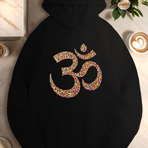 Sudadera con Capucha para Mujer, Diseño de Símbolo Om con Círculos Tejidos, 100% Poliéster - Product Image 3