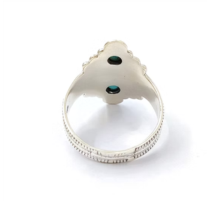 Two Turquoise 925 Silver <b>Ring</b> Vintage Designer Artisan <b>Crafted</b> Jewelry Perfect Gift For Wedding Anniversary Occasion - Product Image 4