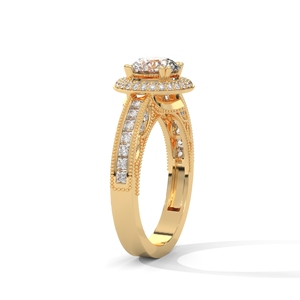แหวนเพชรทรงกลมประดับเพชรรอบวงทองคำโรสโกลด์ 14K สำหรับเจ้าสาว - Product Image 5