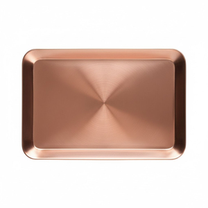 Vintage Antique Copper Serving Tray With Large <b>Loop</b> Handles Rectangular Luxury Metal Food Platter For Hotel Restaurant Tableware - Product Image 3