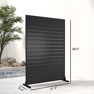 HDPE Outdoor Privacy Screen 47.2"W X 68.5"H Black Decorative Fence Screen with Stand & 6 <b>Panels</b> Door & <b>Window</b> Screen - Product Image 3