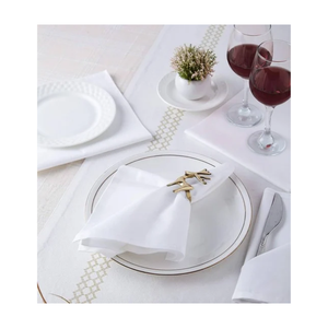 Serviette de table en coton jacquard damassé blanc pur de luxe 45x45cm 230 GSM pour hôtel, restaurant, mise en table et commande en gros - Product Image 6