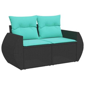 Juego de sofás de jardín de ratán sintético negro de 11 piezas con cojines para muebles de patio - Product Image 4