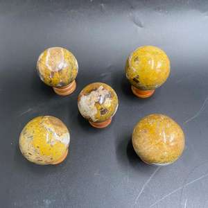 Esfera de Jaspe Abeja Natural de 5 cm, Bola de Cristal Pulida de Sumatra, Indonesia, Amarilla, Naranja, Negra, Piedra Decorativa Curativa - Product Image 1