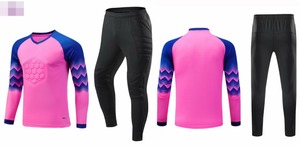 Men Soccer Goalie Jersey Set Long Sleeve Orange Solid Black <b>Padded</b> Shorts <b>Heat</b>-Transfer Printed 100% Polyester Moisture Wicking - Product Image 3