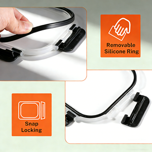 Lonchera de Vidrio Ecológica, Apta para <span class=keywords><strong>Microondas</strong></span>, Recipiente para Almacenamiento de Alimentos con Tapa de Plástico Hermética, Libre de BPA, Apilable, para Comidas - Product Image 6