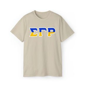 Camiseta Premium de Dos Tonos con Letras Griegas para Mujer, Cuello Redondo, Manga Corta, Estilo Casual Universitario, Ropa de Moda Urbana - Product Image 1