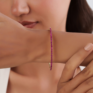 Nuevo diseño, ligero y sencillo, brazalete apilable de rubí genuino en forma de medio círculo para mujer, joyería de oro amarillo macizo de 14 quilates. - Product Image 2