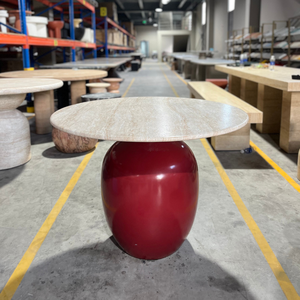 Modern Round GFRC <b>Top</b> <b>Dining</b> <b>Table</b> Red Glossy Base Eco-Friendly Durable Stable Structure Home <b>Dining</b> Room Furniture for Entry - Product Image 3