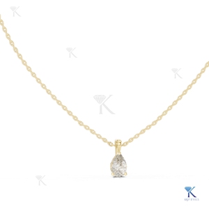 จี้เพชรทรงลูกแพร์ 1 กะรัต เพชรเพาะเลี้ยง สร้อยคอทองคำแท้ 14K/18K ดีไซน์เรียบหรู ของขวัญสำหรับงานปาร์ตี้ เครื่องประดับสำหรับผู้หญิง - Product Image 1