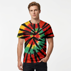 T-shirt à manches courtes pour homme, coupe classique, col rond, design tricoté décontracté avec motif imprimé en spirale coloré - Product Image 6
