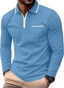 Camisetas Polo para Hombre, Cierre de Cremallera, Manga Larga, Clásicas, Casuales, para Golf, con Cuello Elegante - Product Image 6