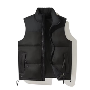 Gilet matelassé personnalisé pour homme à col montant, avec extérieur en toile imperméable, coupe-vent, manches d'hiver, grandes tailles, service OEM - Product Image 5