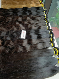 Prix de gros Extensions de cheveux en vrac 100% cheveux vietnamiens Couleurs foncées Vague naturelle Super Double dessiné 75 cm Top Tendance - Product Image 4