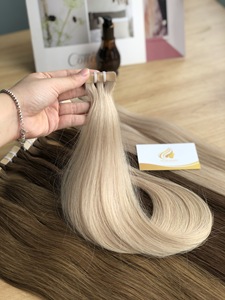 100% Extensions alignées de cuticules vierges italiennes couleur claire droite HD dentelle Style vague donneur unique blanchi Bundle ruban adhésif - Product Image 2
