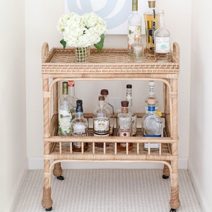 Rattan barcart portable snack bar carts cheap price natural cane utility cart beverage trolley - Product Image 2