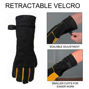 Gants de soudage TIG en cuir de chèvre robuste, résistants au feu, avec renforts sur la paume, gants de soudeur, gants de sécurité industrielle - Product Image 2