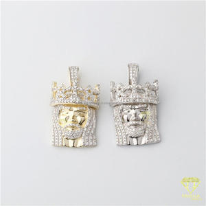 Urban Style <b>King</b> Jesus Head Pendant With Premium Moissanite Diamond Shine - Product Image 1